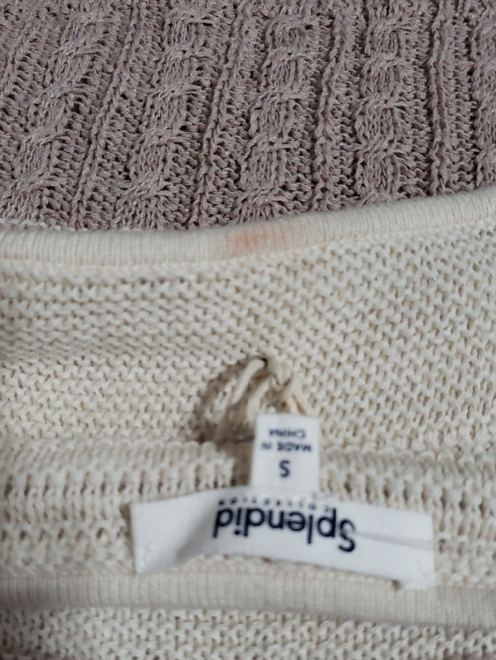 Splendid Nicola Sweater Tank Top In A Cream And Tan Color. Size: Small - Picture 8 of 9